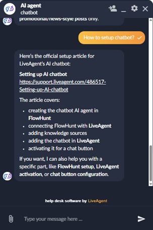 LiveAgent AI Agent Chat mit Markdown-Unterstützung