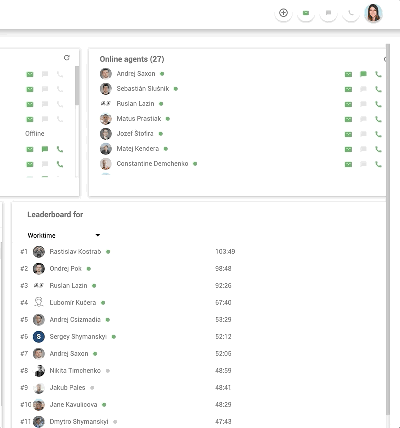 Interne Chatfunktion am Arbeitsplatz in LiveAgent – Beispiel