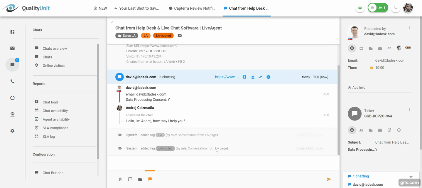 Echtzeit-Tippansicht in Aktion