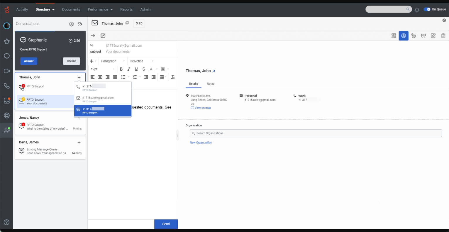 Genesys Cloud-Benutzeroberfläche