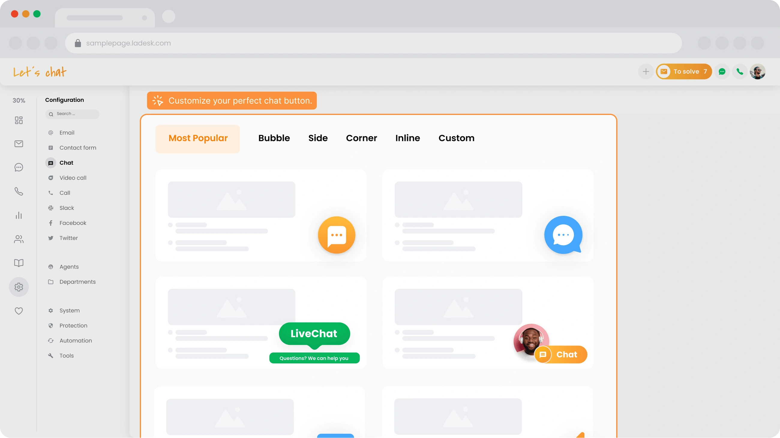 Chat-Button auswählen