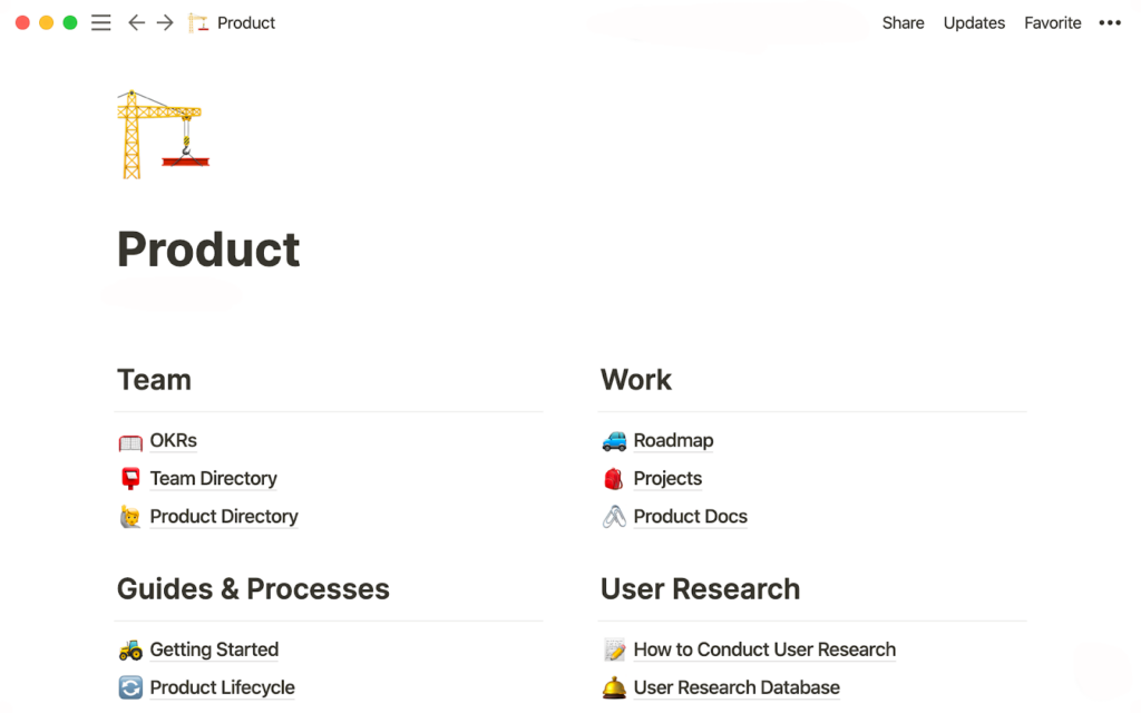 Illustration einer mit Notion erstellten Wissensdatenbank