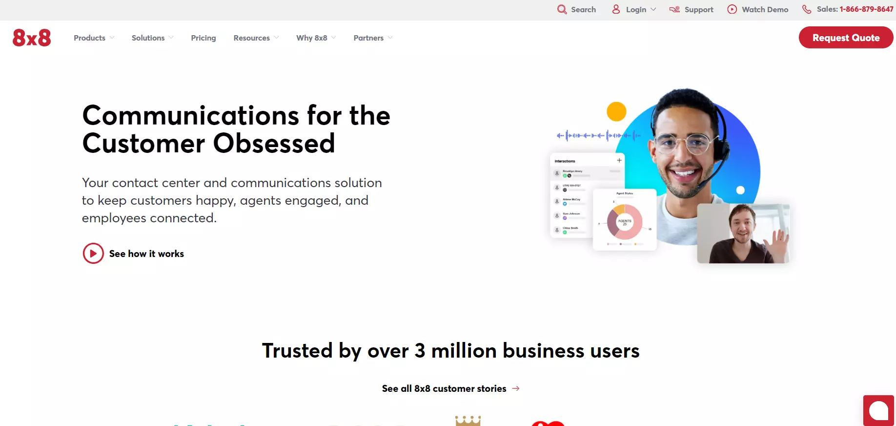 8x8 Contact Center-Software-Startseite