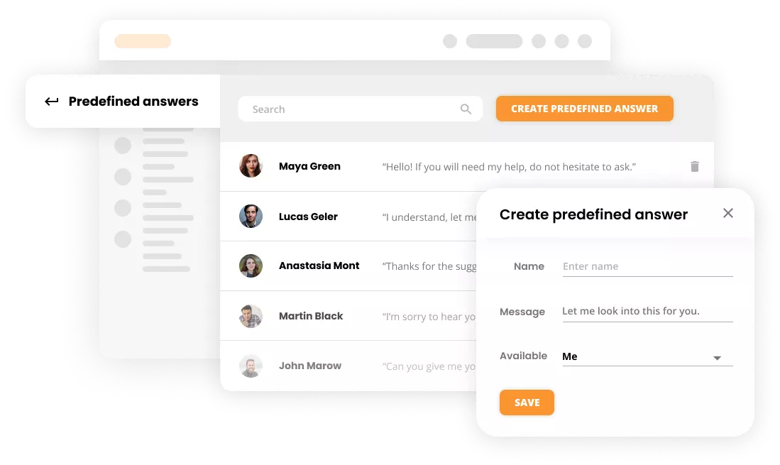 Vordefinierte Antworten-Mockup