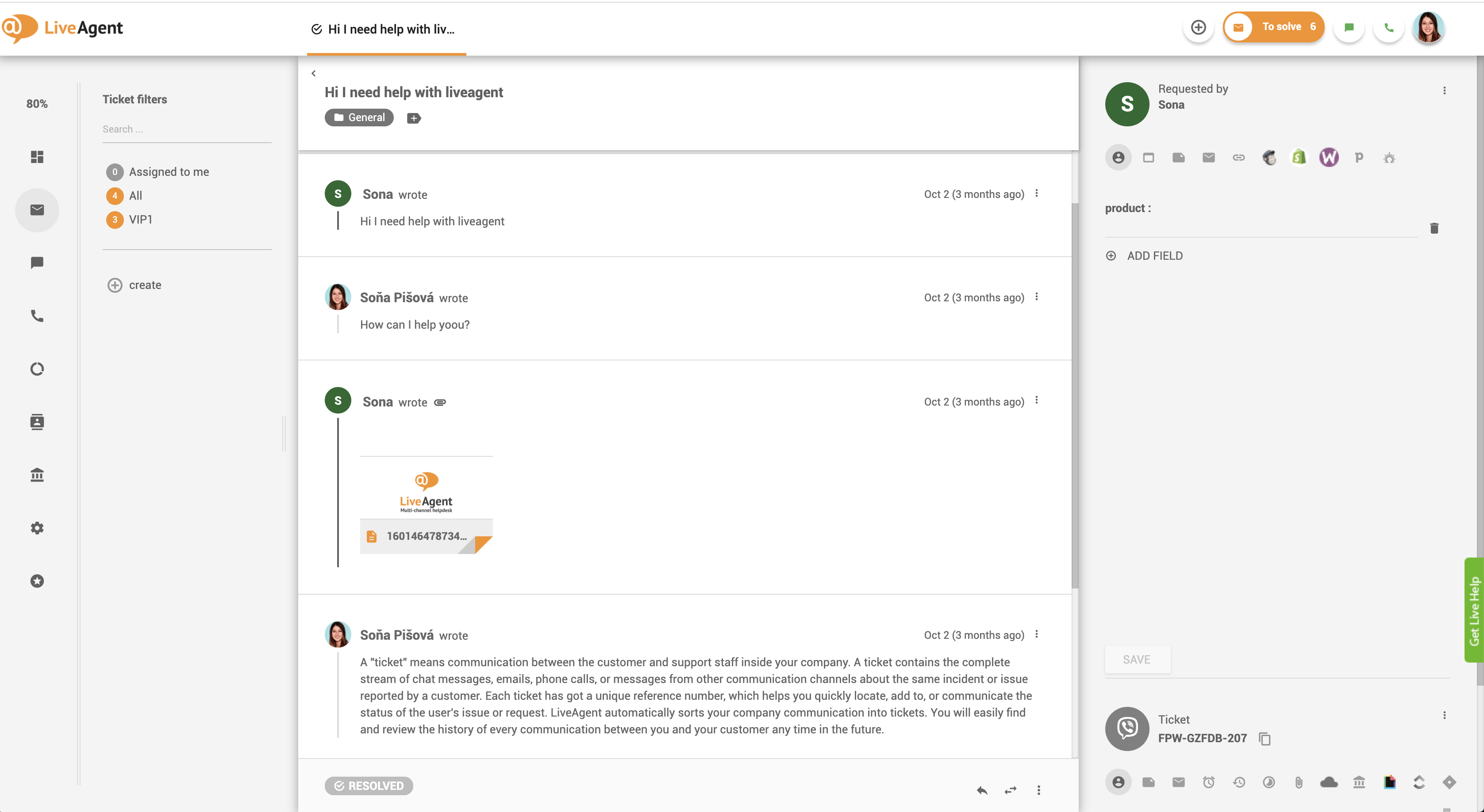 Viber-Nachrichten in LiveAgent