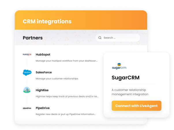 Beispiel einiger CRM-Integrationen in LiveAgent