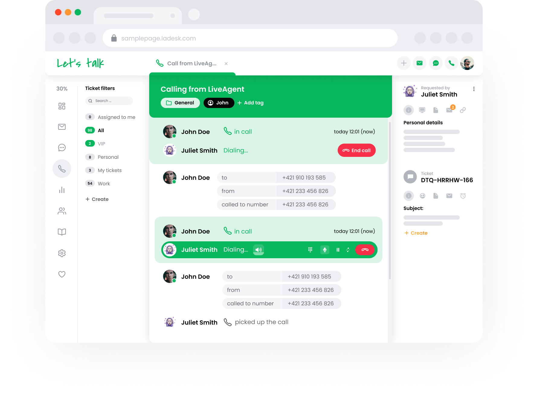 Ausgehendes Call Center in LiveAgent