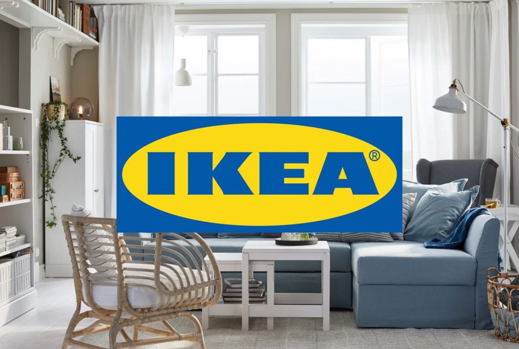 Bild des Ikea-Logos mit auch ihren Möbeln