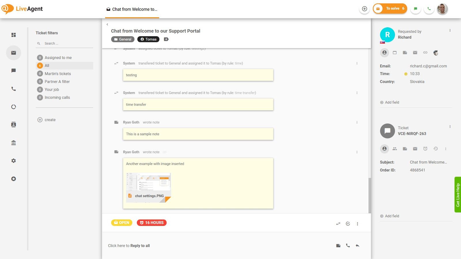 LiveAgent Private Notes Beispiel