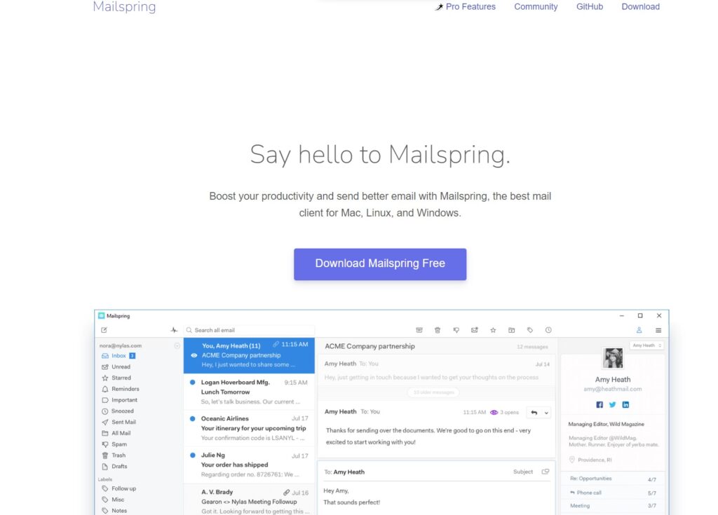 Mailspring-Startseite