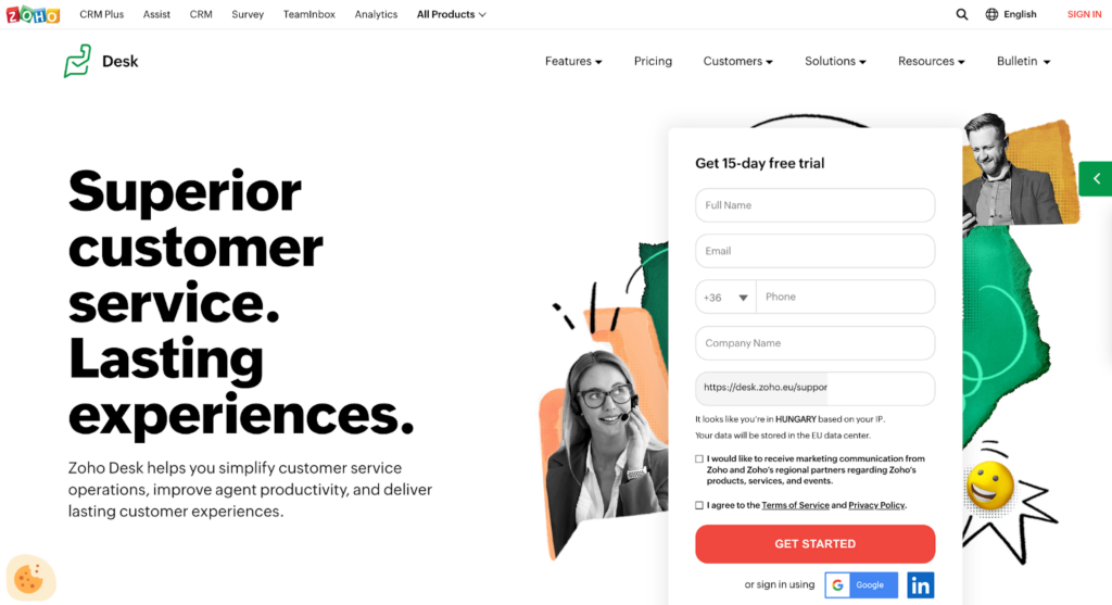 Zoho Desk Ticketing-System-Homepage