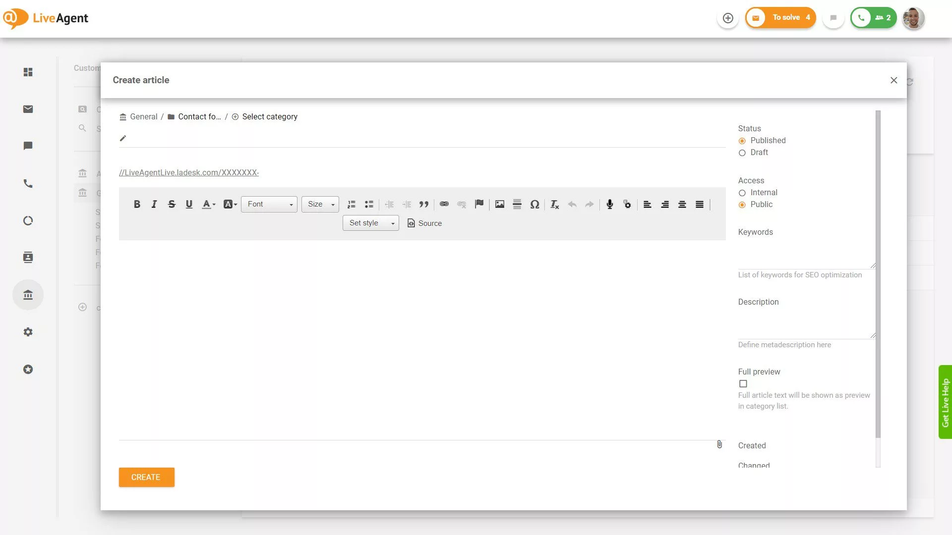 LiveAgent Wissensdatenbank-Artikel erstellen