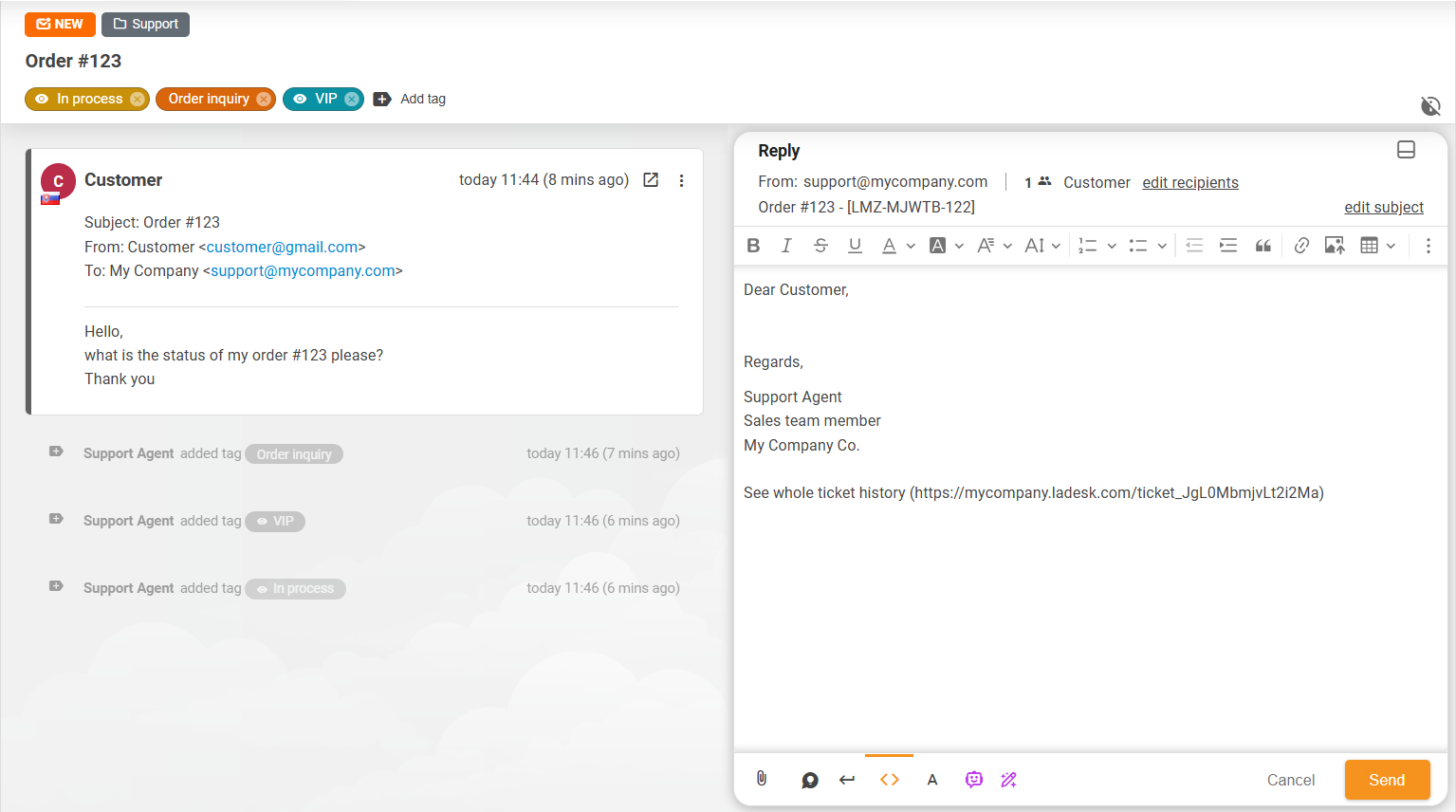 Verbesserte Ticket-Layout-Ansicht in LiveAgent
