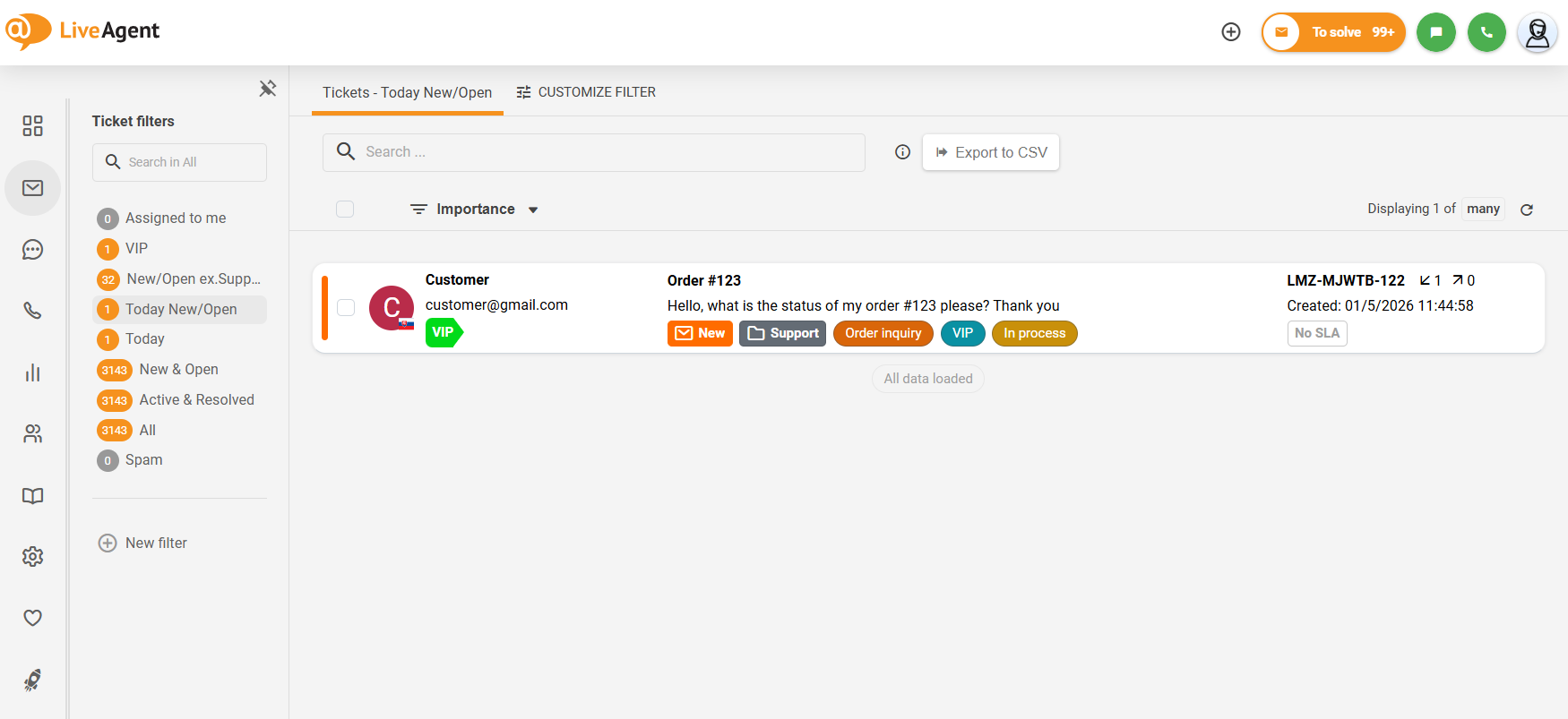 Ausklappbares Untermenü LiveAgent Übersicht