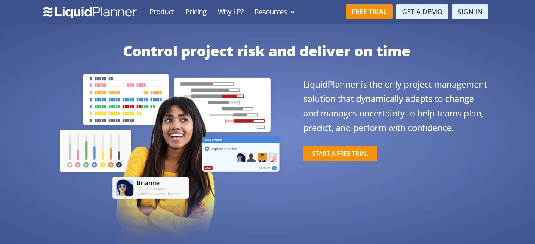 LiquidPlanner-Startseite - eine Projektmanagement-Lösung, die Ihnen hilft, Projekte zu kontrollieren und alles pünktlich zu liefern.