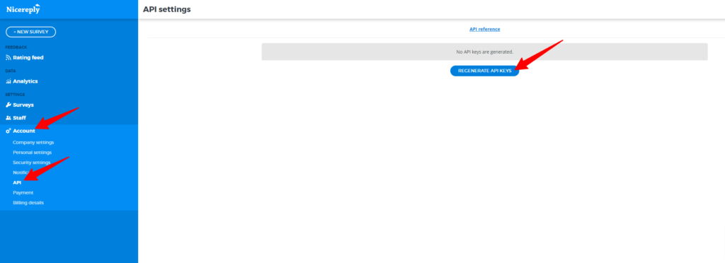 So generieren Sie den API-Schlüssel im Nicereply-Konto