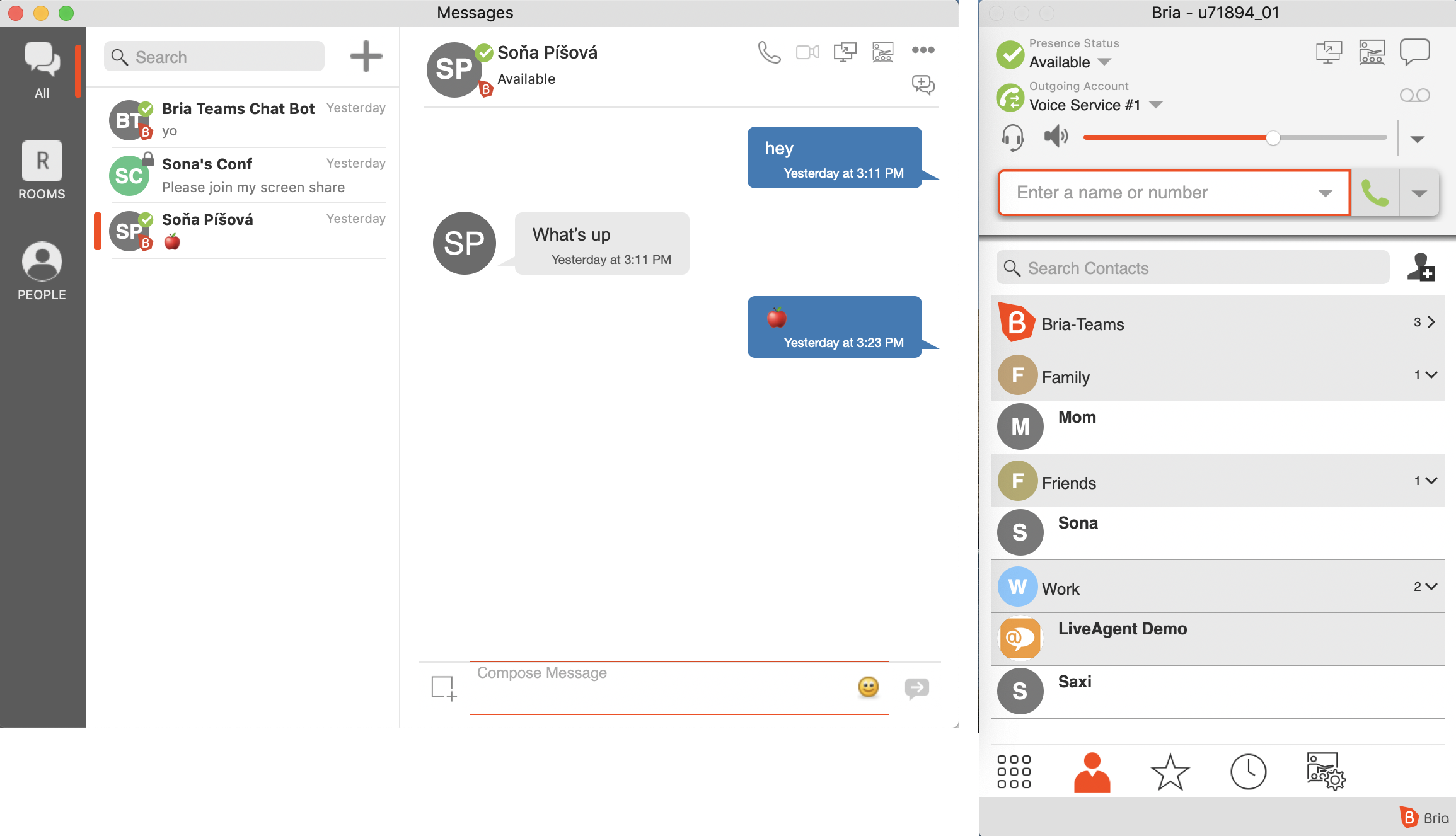 Bria Softphone Team-Messaging