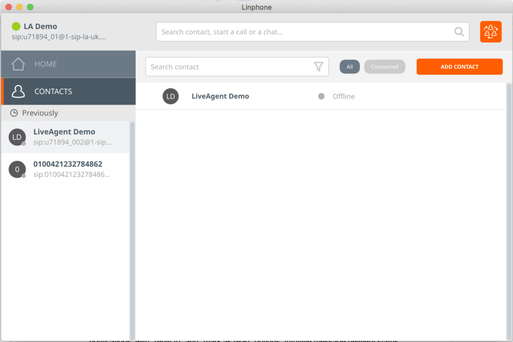 Linphone Softphone-Schnittstelle