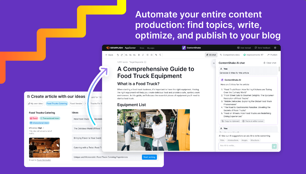 Semrush Content Shake AI Chat-Fenster