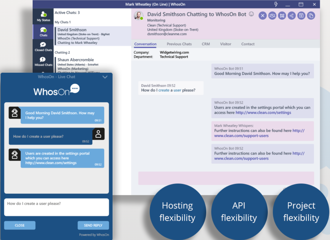 WhosOn Live-Chat-Übersicht