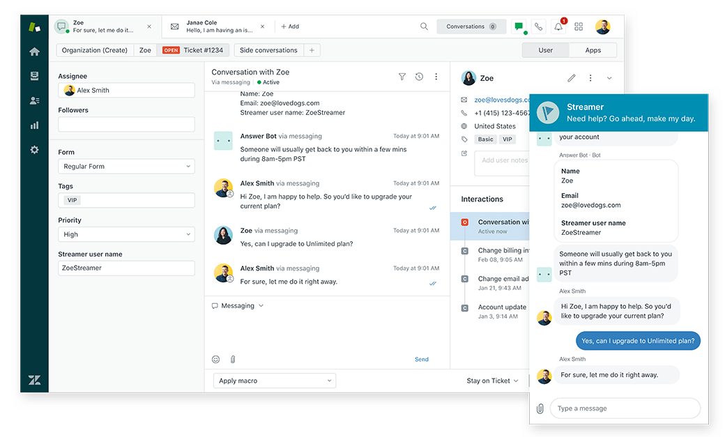 Zendesk Kundenunterstützung und Gespräche