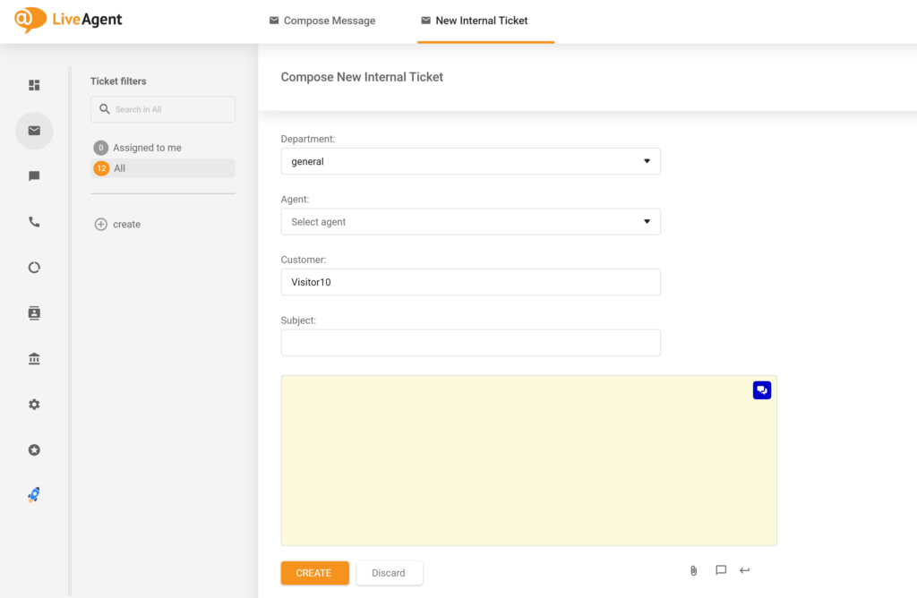 Ein Bild, das den alten Feldnamen Agent zeigt, der im neuen LiveAgent Update durch Dem Agent zuweisen ersetzt wurde