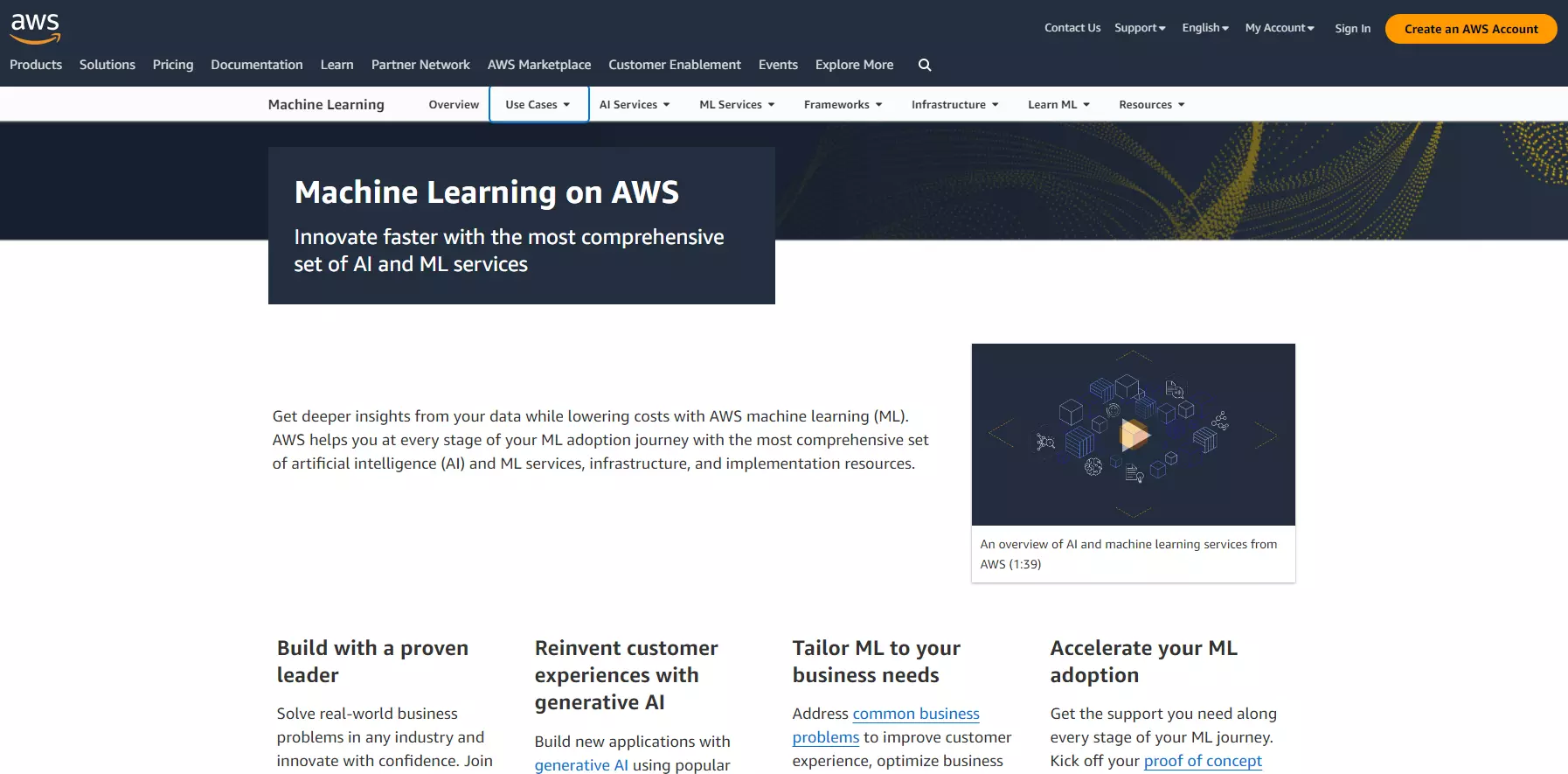 Amazon Machine Learning-Seite