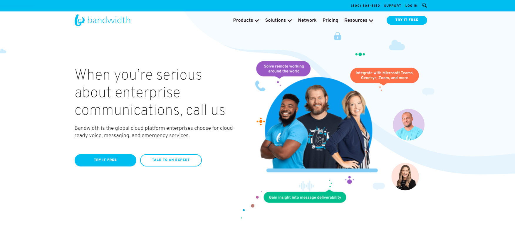 Bandwidth VoIP-Anbieter-Website