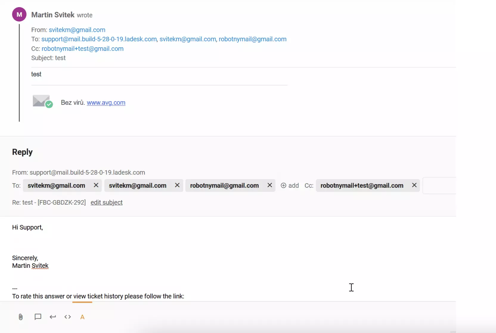 Ein Fehler mit dupliziertem Empfänger in Cc in LiveAgent-Tickets