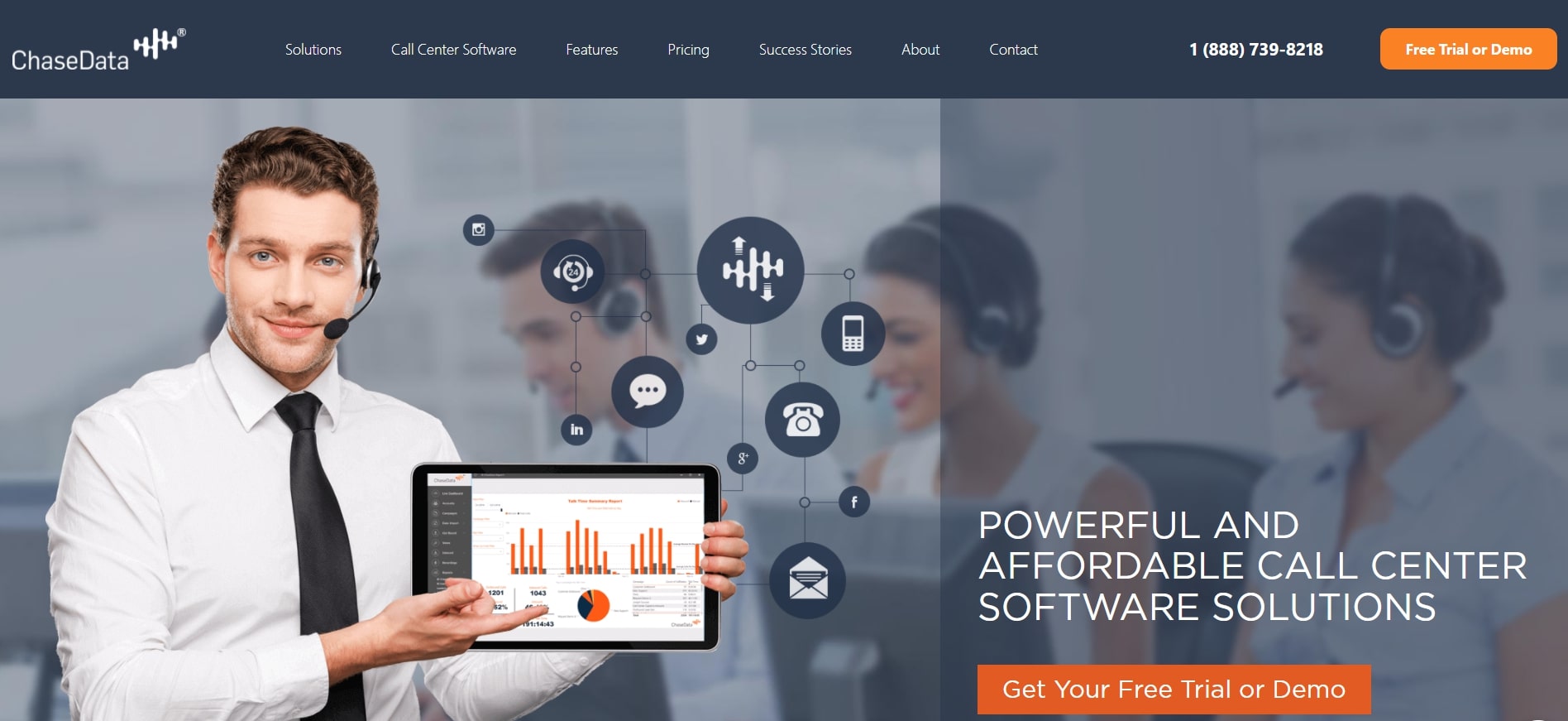 ChaseData CCaaS VoIP-Anbieter-Website