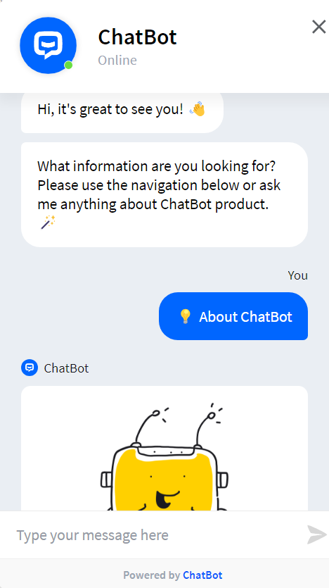 Conversation between a customer and chatbot