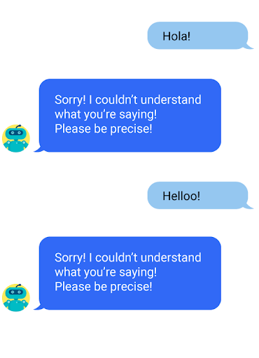 Beispiel eines Chatbots, der Grüße nicht versteht