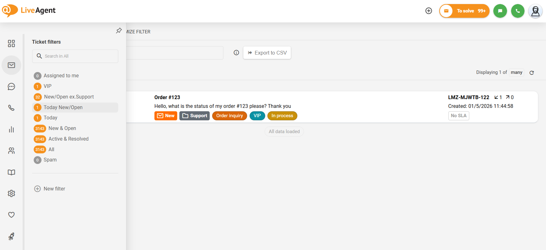 Die Option zum Ausklappen des linken Seitenmenüs