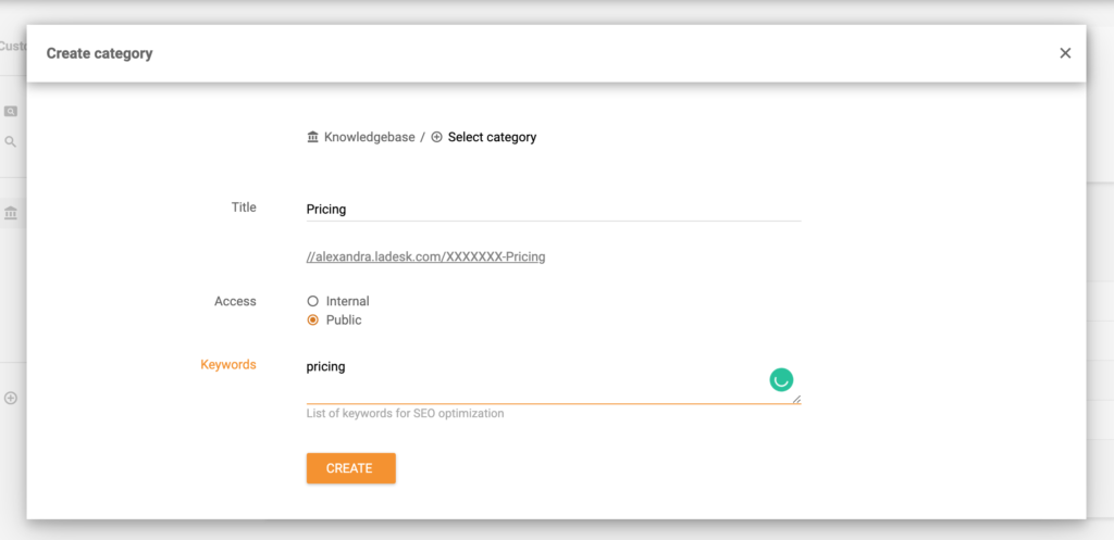 Erstellen einer Knowledge-Base-Kategorie in LiveAgent