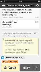 LiveAgent iOS-App-Schnittstelle - Chat-Ansicht