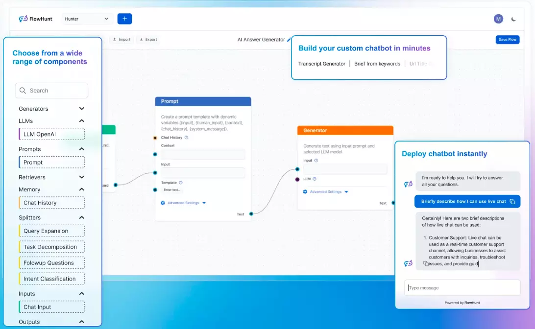 Screenshot der FlowHunt-Startseite