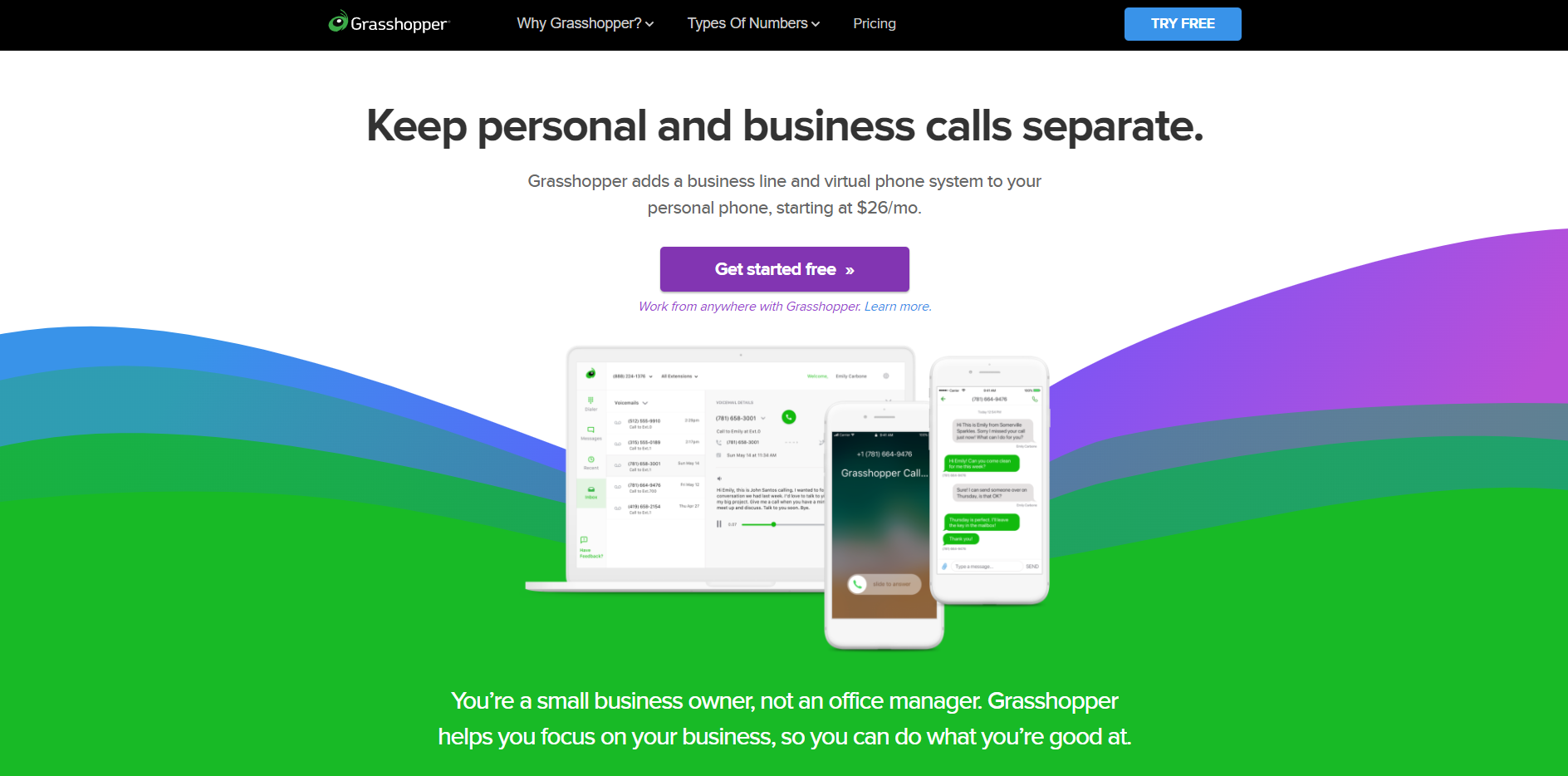 Grasshopper VoIP-Anbieter-Website