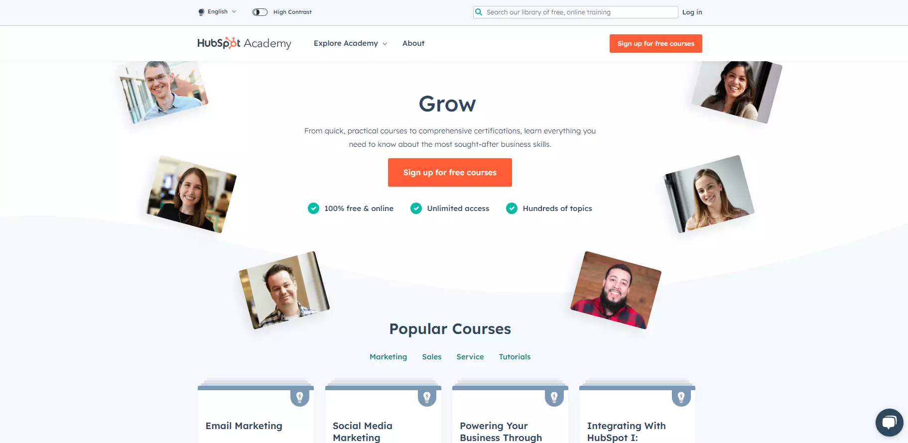 HubSpot Academy Startseite