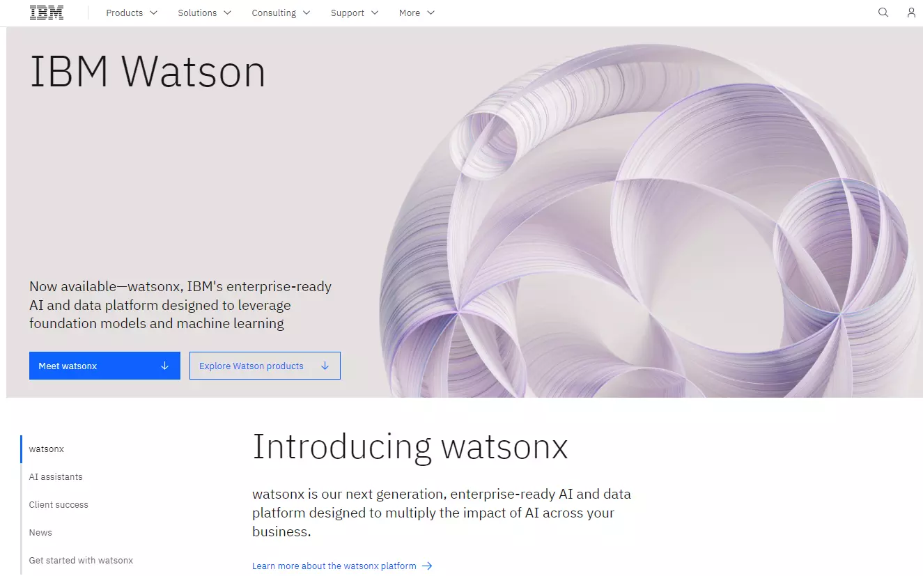 IBM Watson - AI- und Datenplattform-Seite