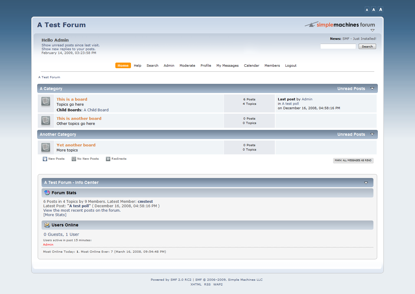 Simple Machines Forum-Startseite