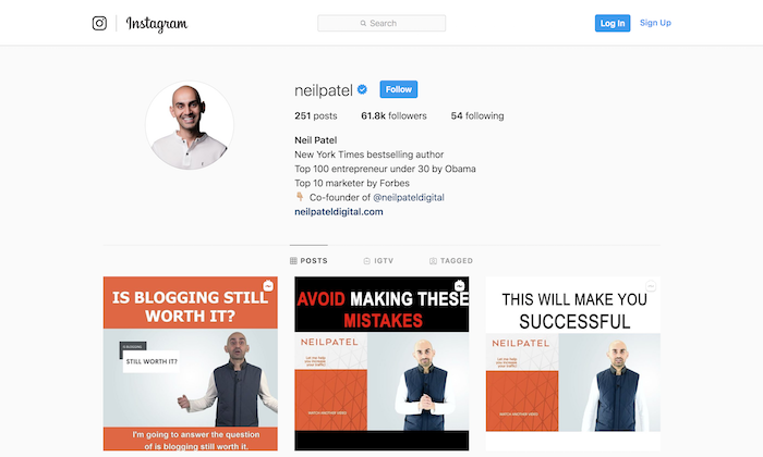 Neil Patel teilt Digital-Marketing-Expertise auf Instagram