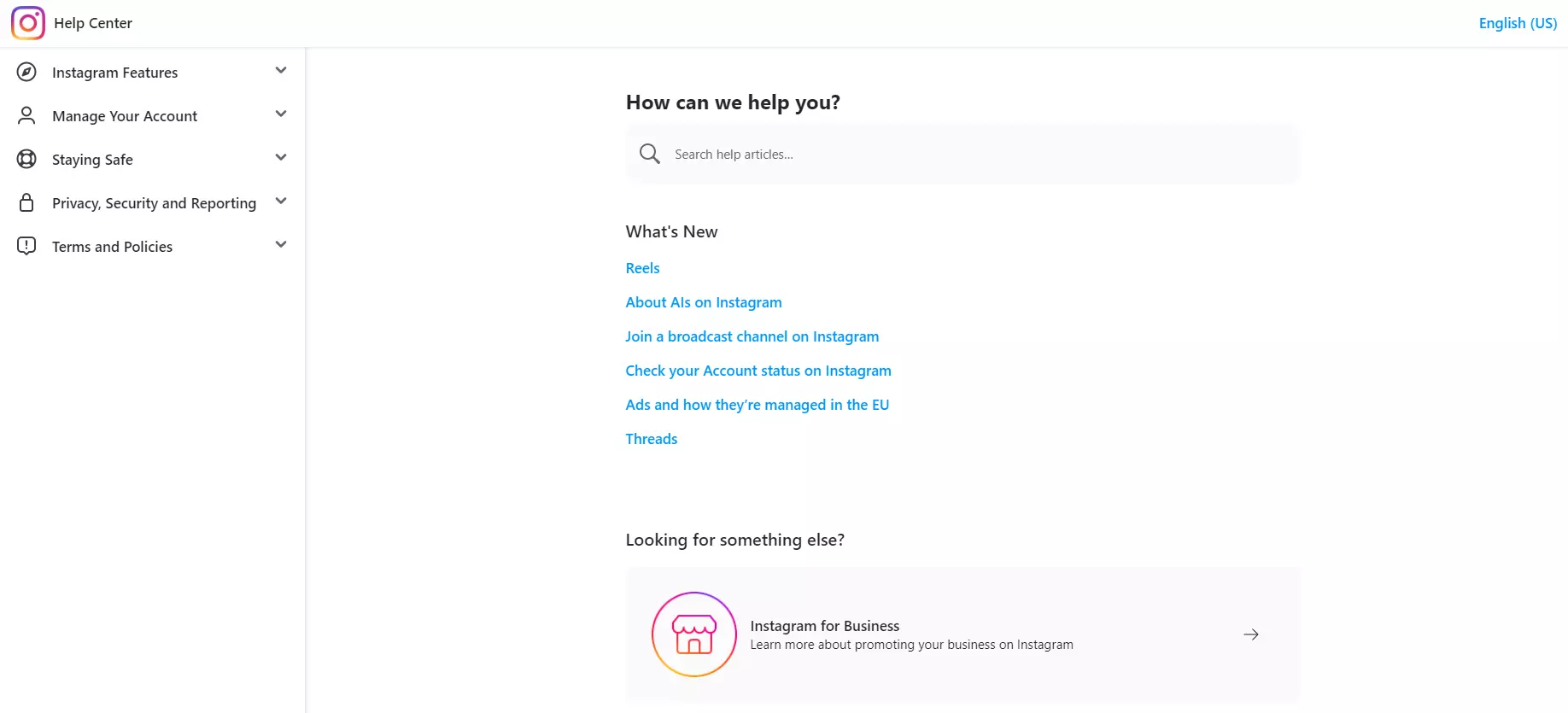 Instagrams Help Center