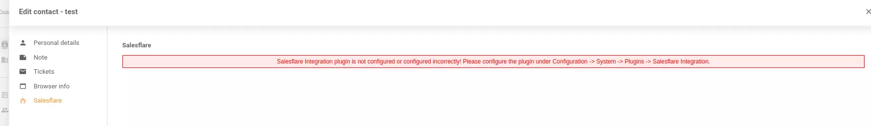 Falsche Meldungen in der Integrationskonfiguration