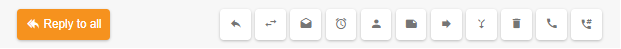 Schaltfläche 'Allen antworten' mit zusätzlichen E-Mail-Aktionssymbolen zum Weiterleiten, Löschen und anderen Funktionen in der LiveAgent-Software