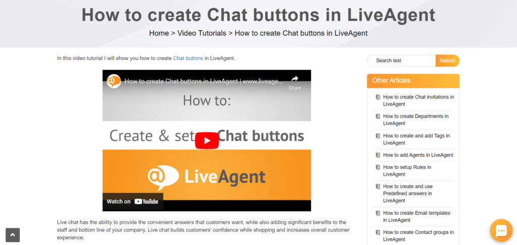 LiveAgent Video Knowledge Base Beispiel