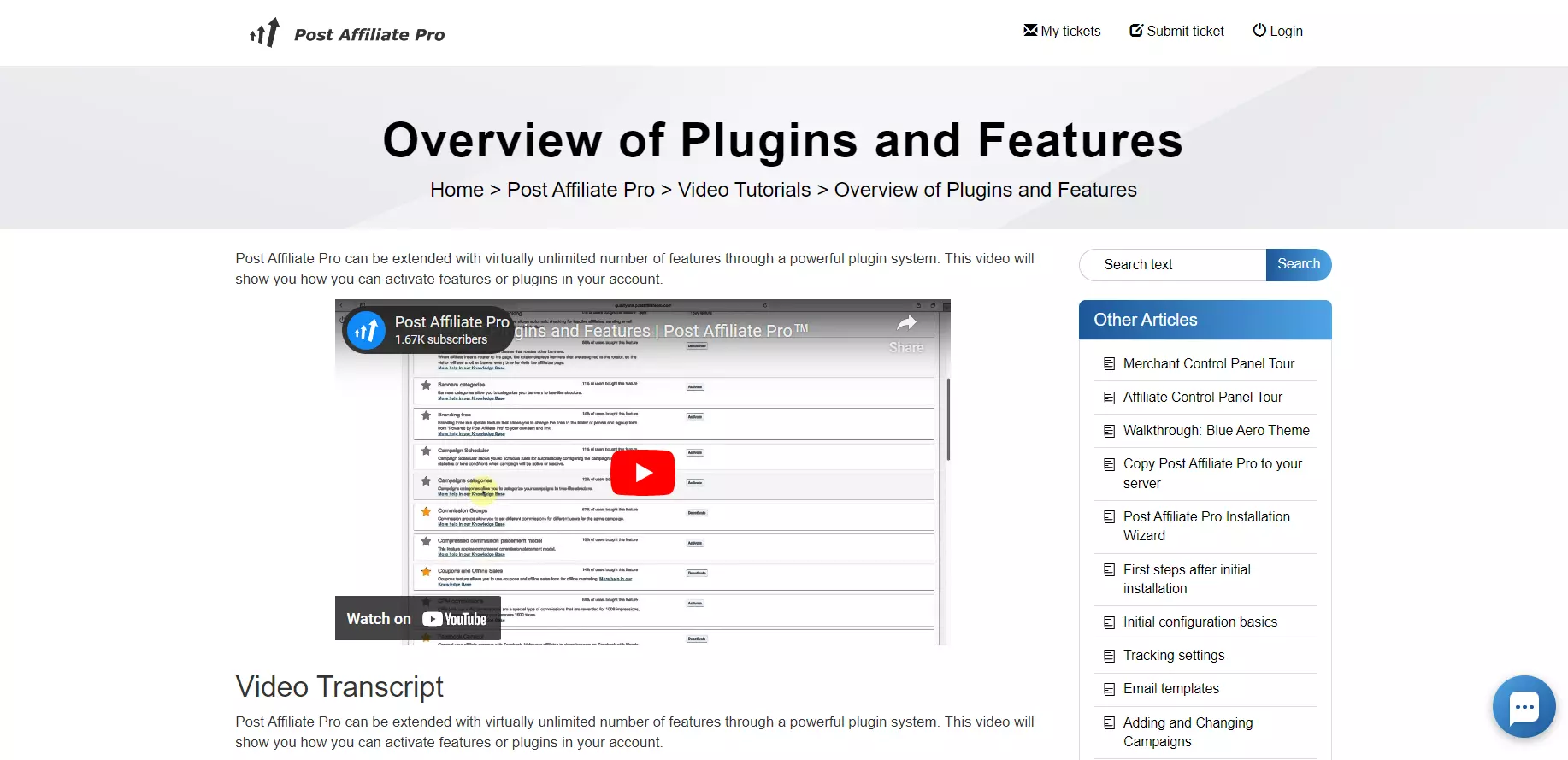 Post Affiliate Pro Video-Tutorial