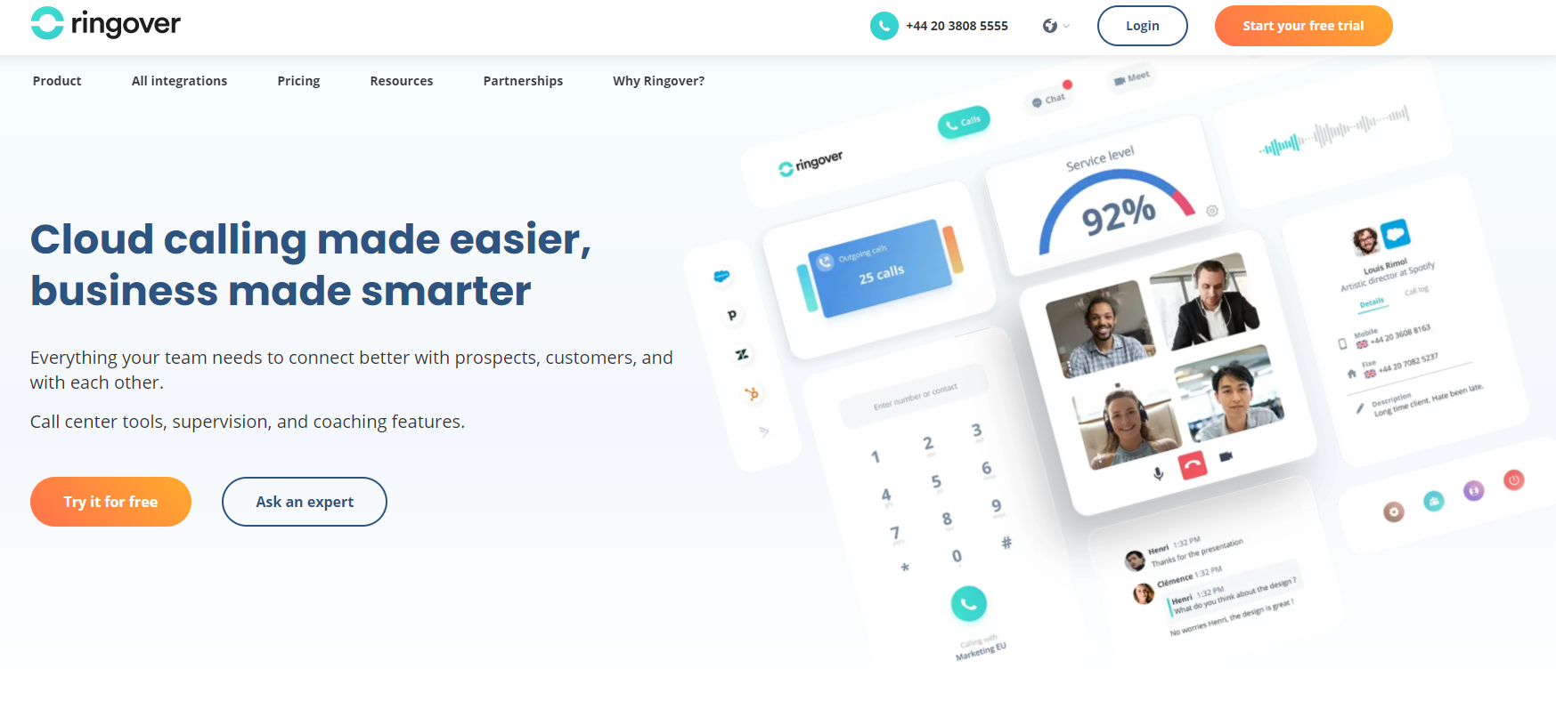 Ringover VoIP-Anbieter-Website