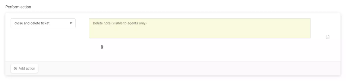 Automatische Regeleinrichtung mit der Aktion 'Ticket schließen und löschen' in LiveAgent