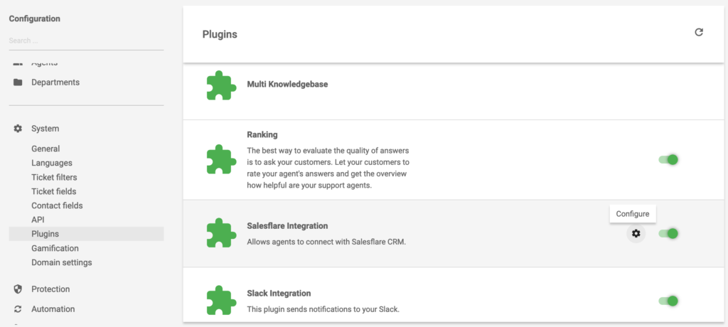 Salesforce-Integrations-Plugin aktiv in LiveAgent