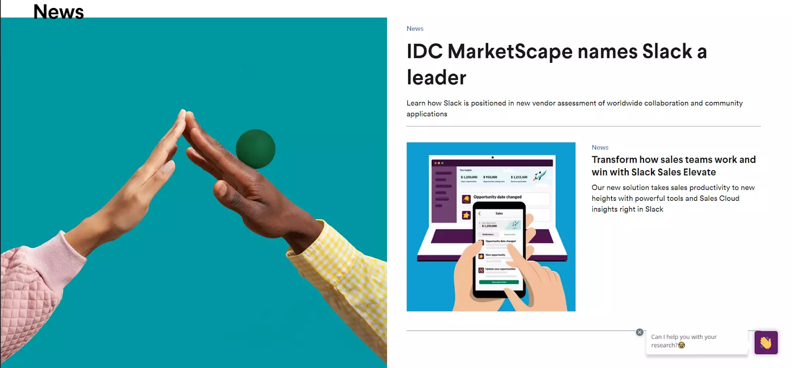 Screenshot of Slack's blog page